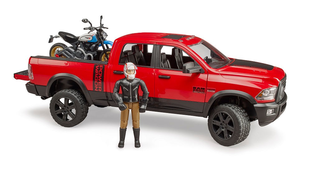 Bruder 02502 Ram 2500 Power Wagon with Ducati Scrambler Desert Sled and Driver 18.10.10
