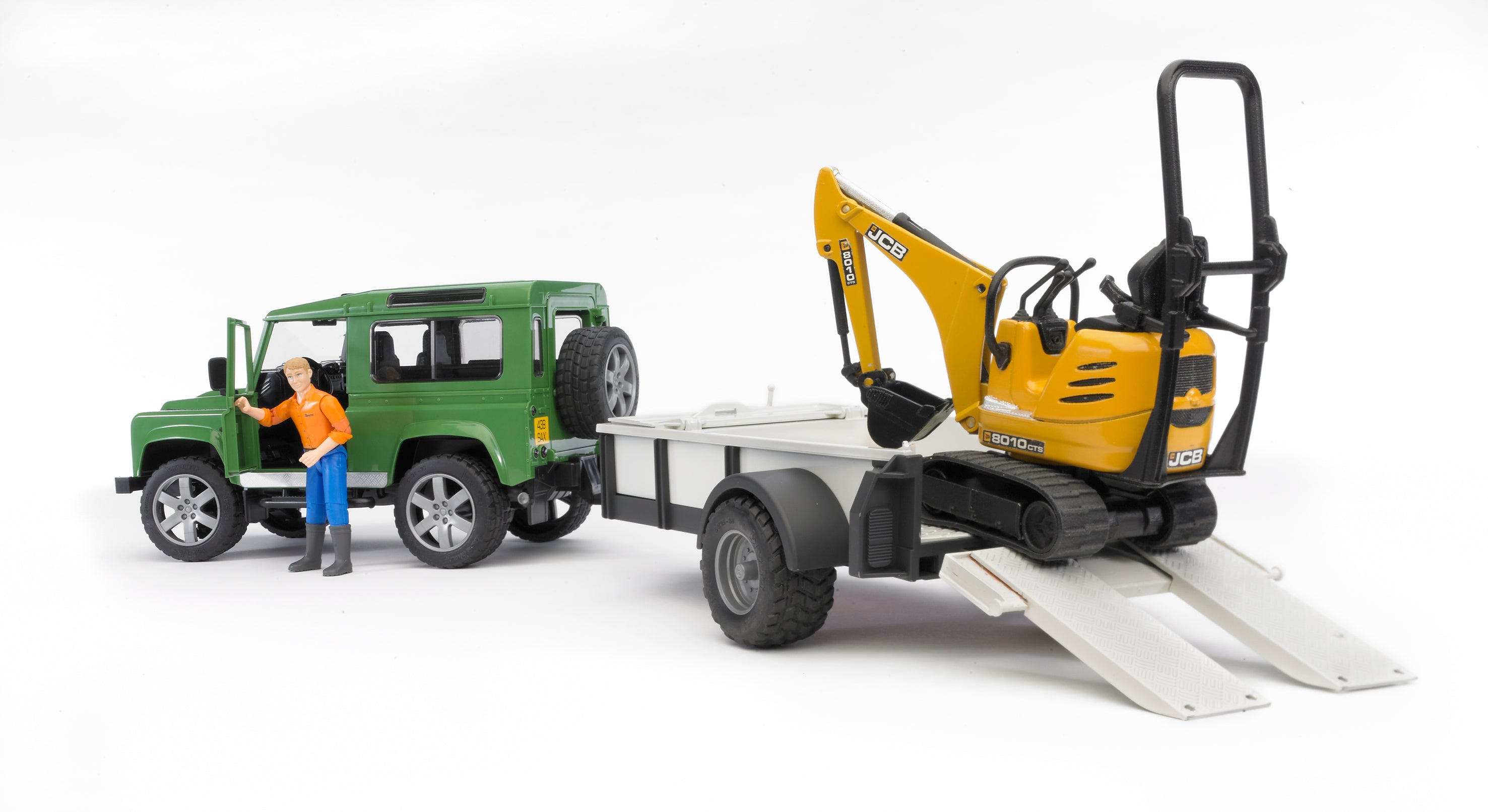 Bruder 02593 Land Rover Defender Station Wagon with Trailer, JCB Micro Excavator, Figure 26.10.10