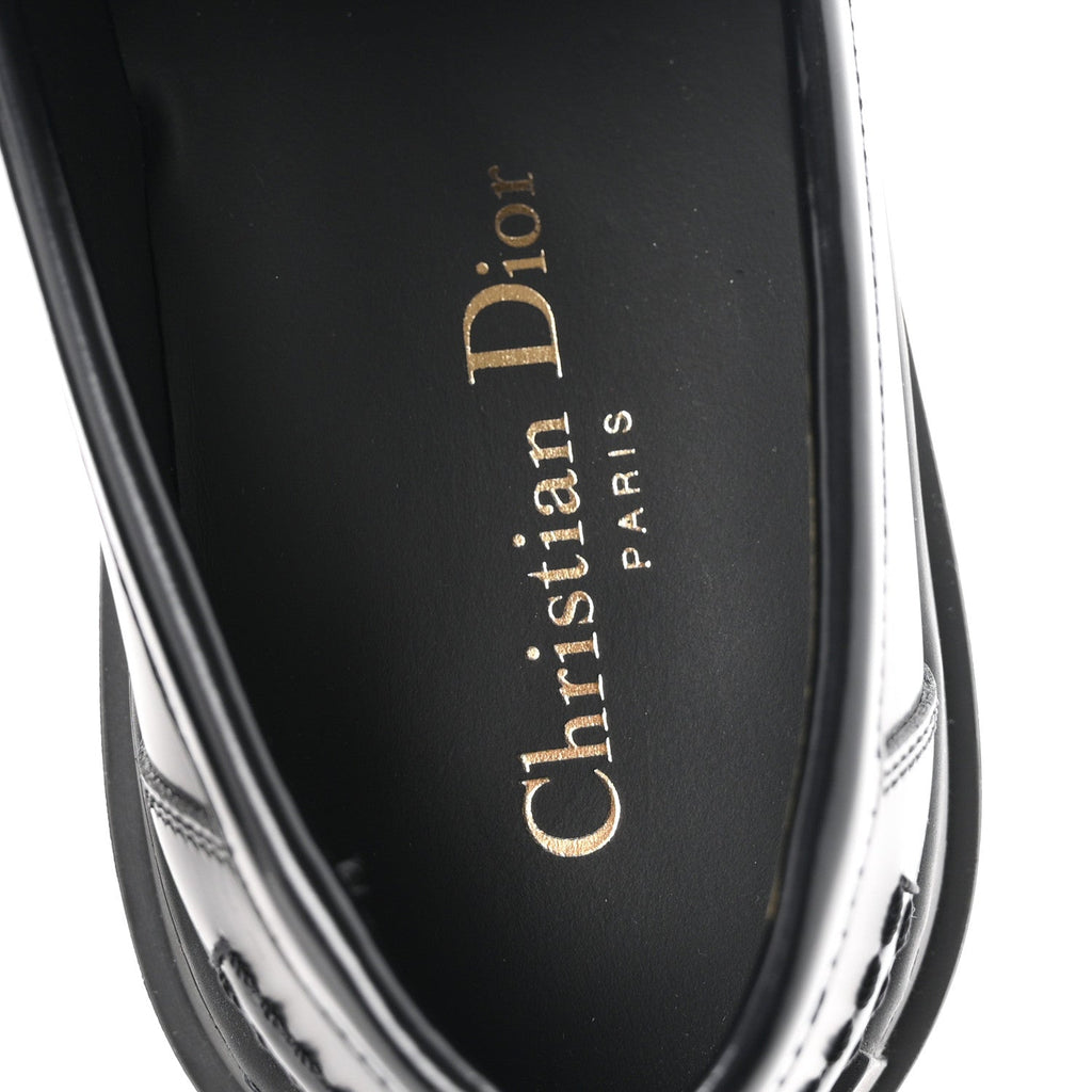 Brushed Calfskin Rubber Dior Code Cap Toe Lug Sole 35mm Loafers 39 Black