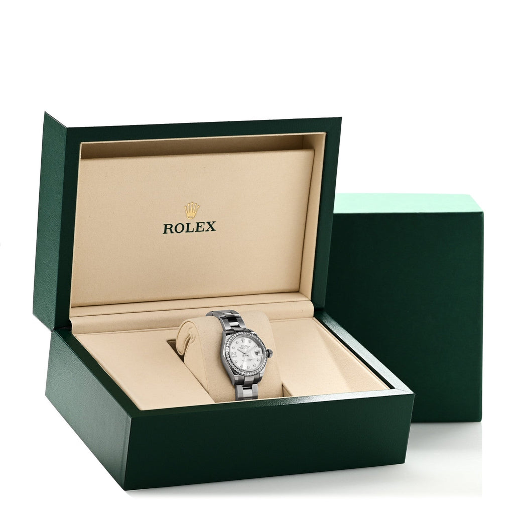 Stainless Steel 18K White Gold Diamond 28mm Oyster Perpetual Datejust Watch Silver 279384RBR