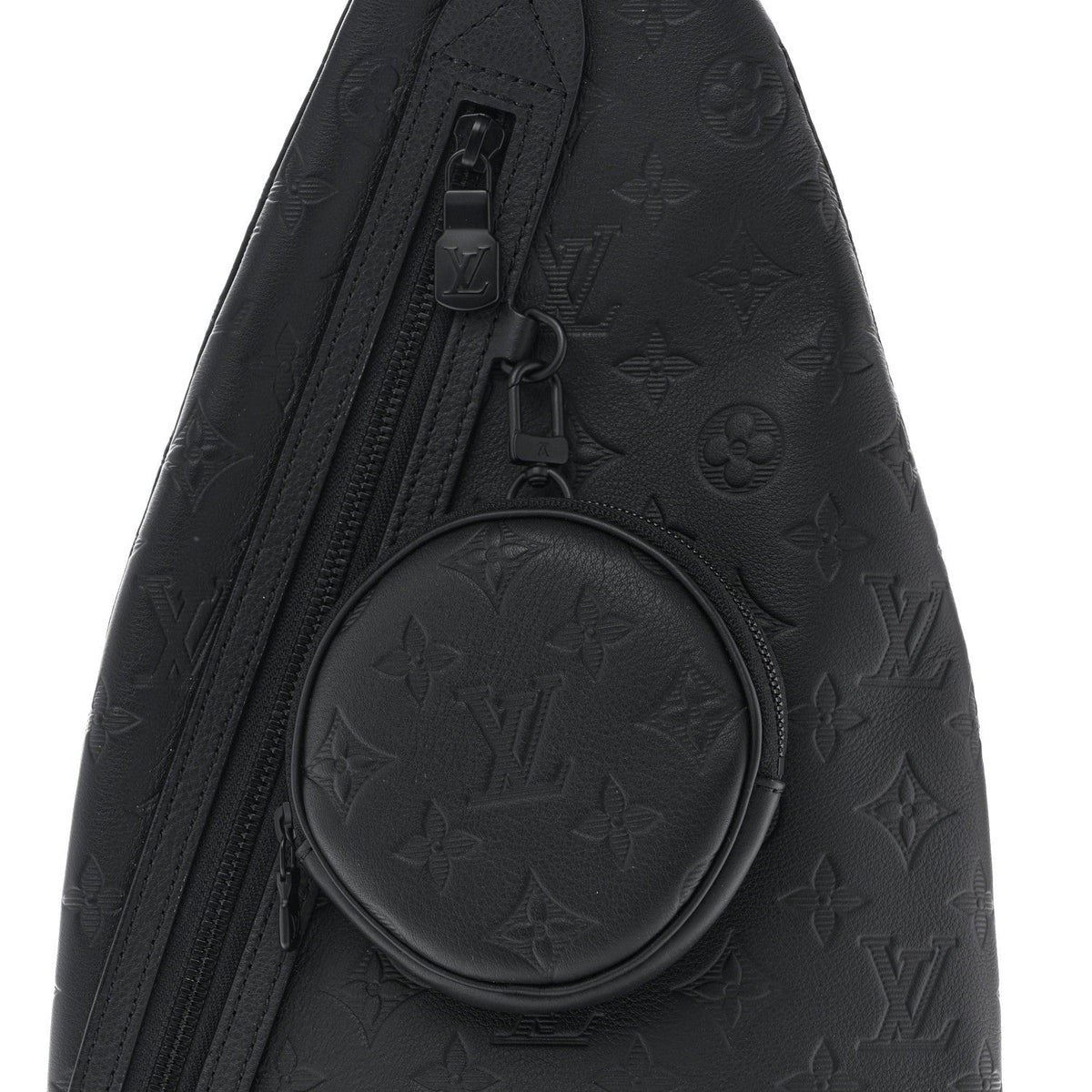 Calfskin Shadow Monogram Duo Slingbag Black