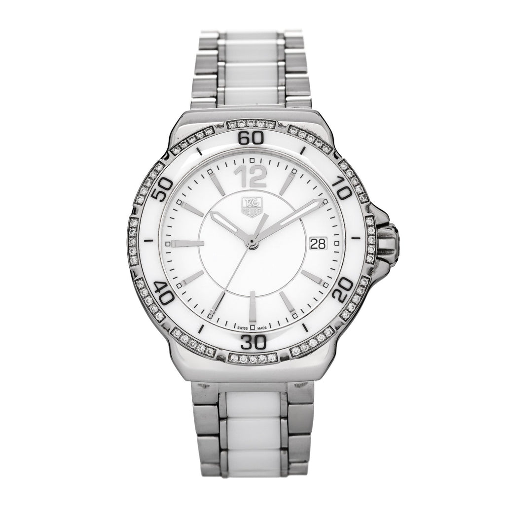 Stainless Steel Ceramic Diamond 34mm Formula 1 Quartz Watch White WAH1213