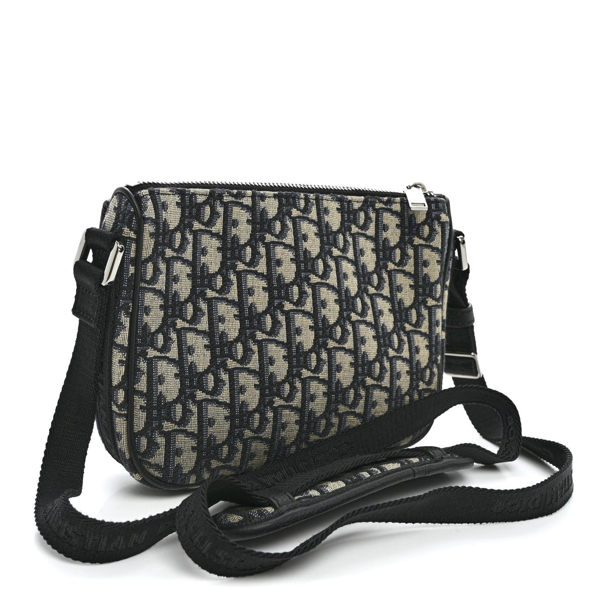 Oblique Jacquard Dior 8 Pouch With Strap Blue Black