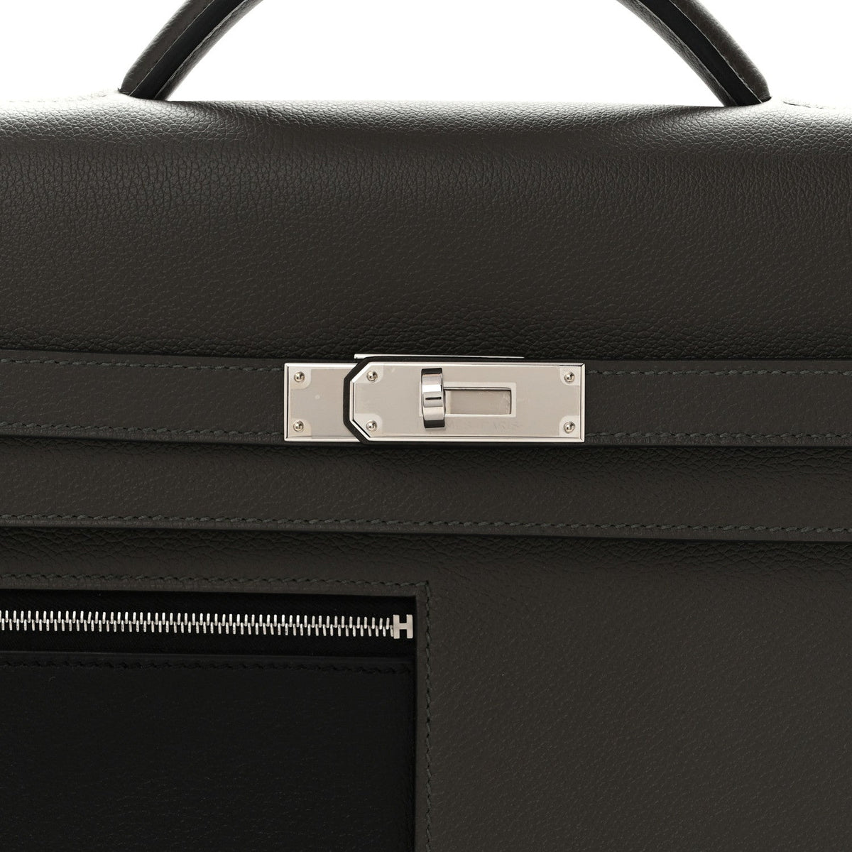 Evercolor Evergrain Barenia Kelly Depeches 36 Briefcase Vert De Gris Black Fauve