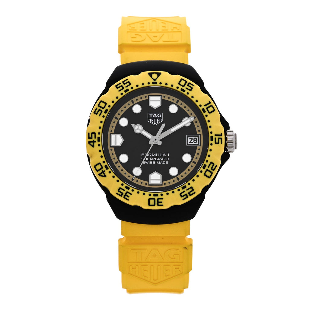 DLC Stainless Steel Rubber 38mm Formula 1 Solargraph Quartz Watch Black Yellow WBY1117