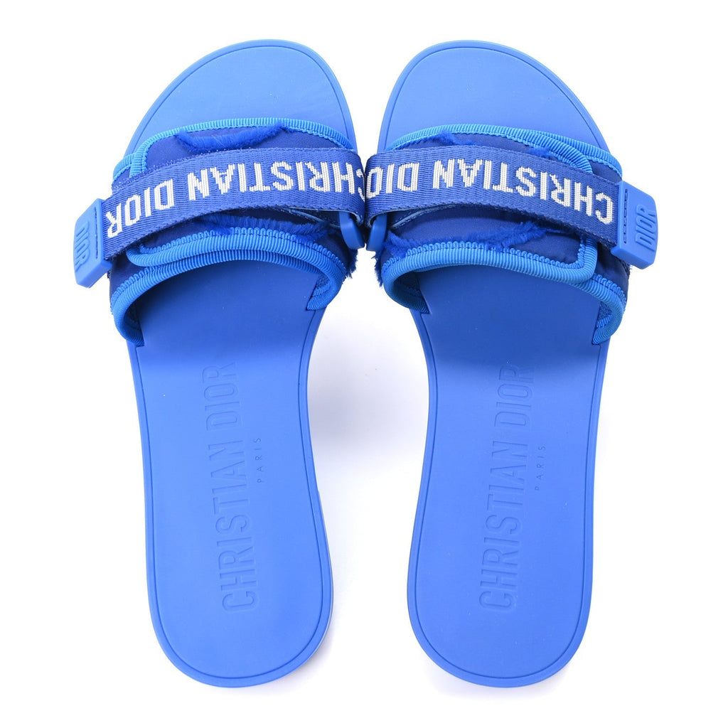 Technical Stretch Fabric Camouflage Dio(r)evolution Slide Sandals 35 Blue Fluo