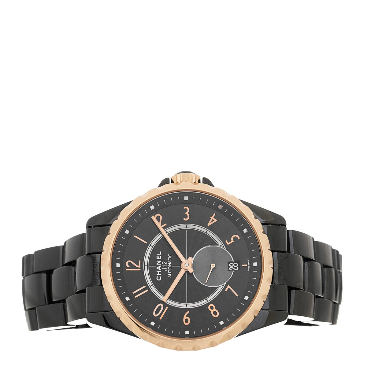 Stainless Steel 18K Rose Gold Ceramic 37mm J12 Automatic Watch Black