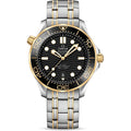Omega Seamaster Diver 300M Co-Axial Master Chronometer Black Dial Yellow Gold on Bracelet