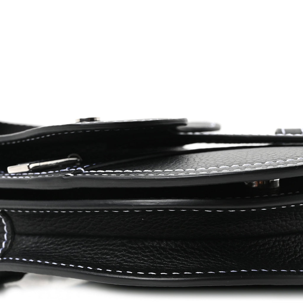 X KAWS Grained Calfskin Saddle Pouch Black