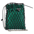 PRADA Chain Shoulder Bag Satin Green Auth 127567
