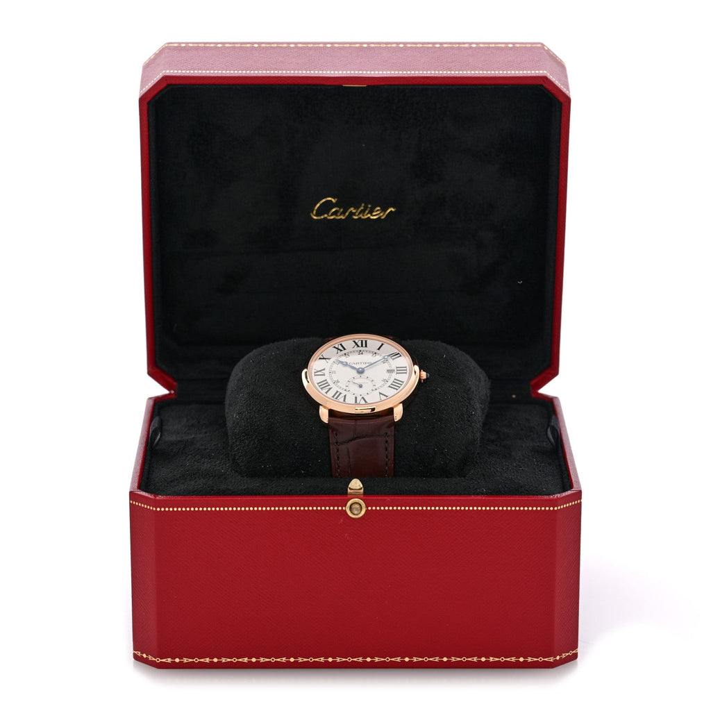 18K Pink Gold Alligator 40mm Ronde Louis Automatic Watch Brown