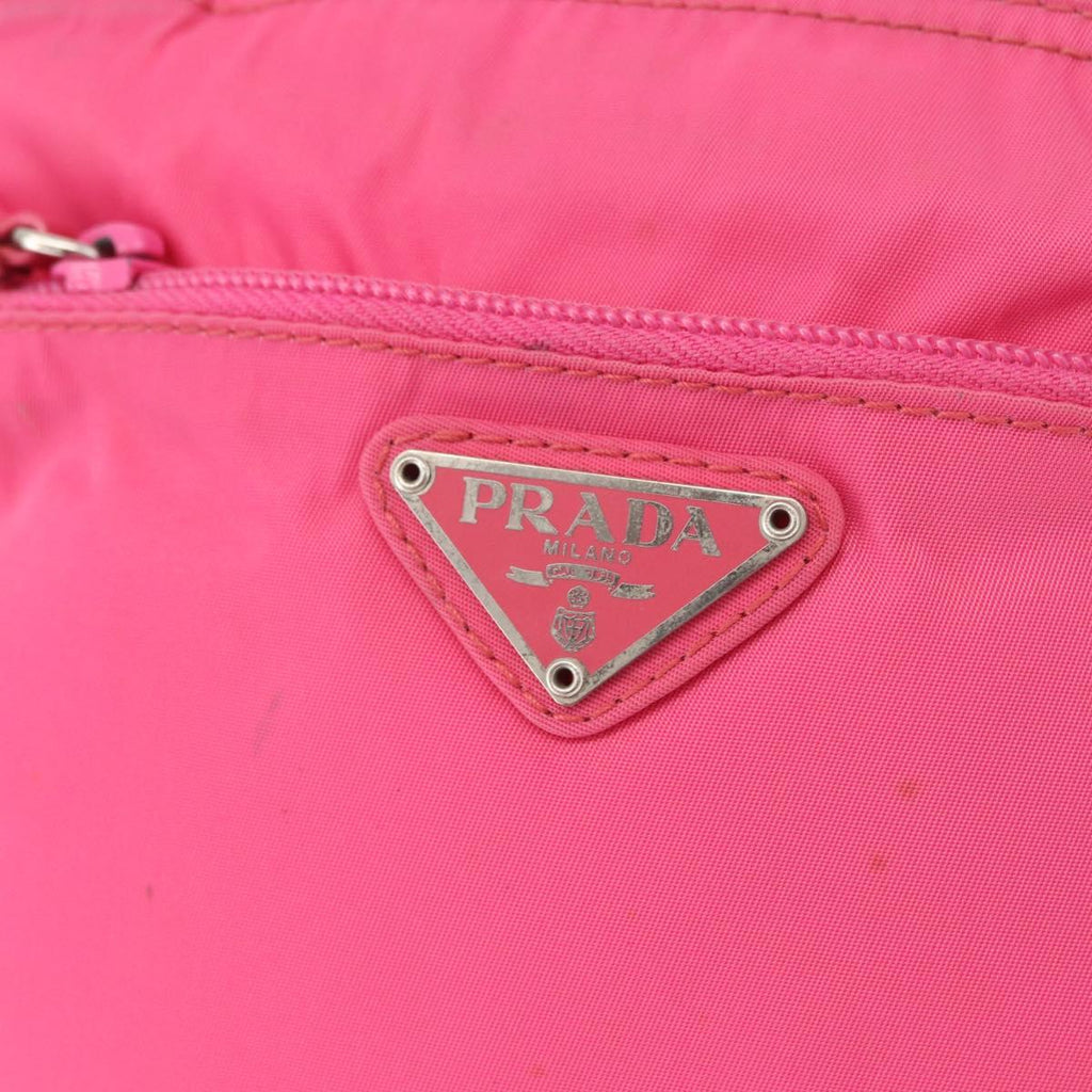 PRADA Shoulder Bag Nylon Pink Silver Auth 164385