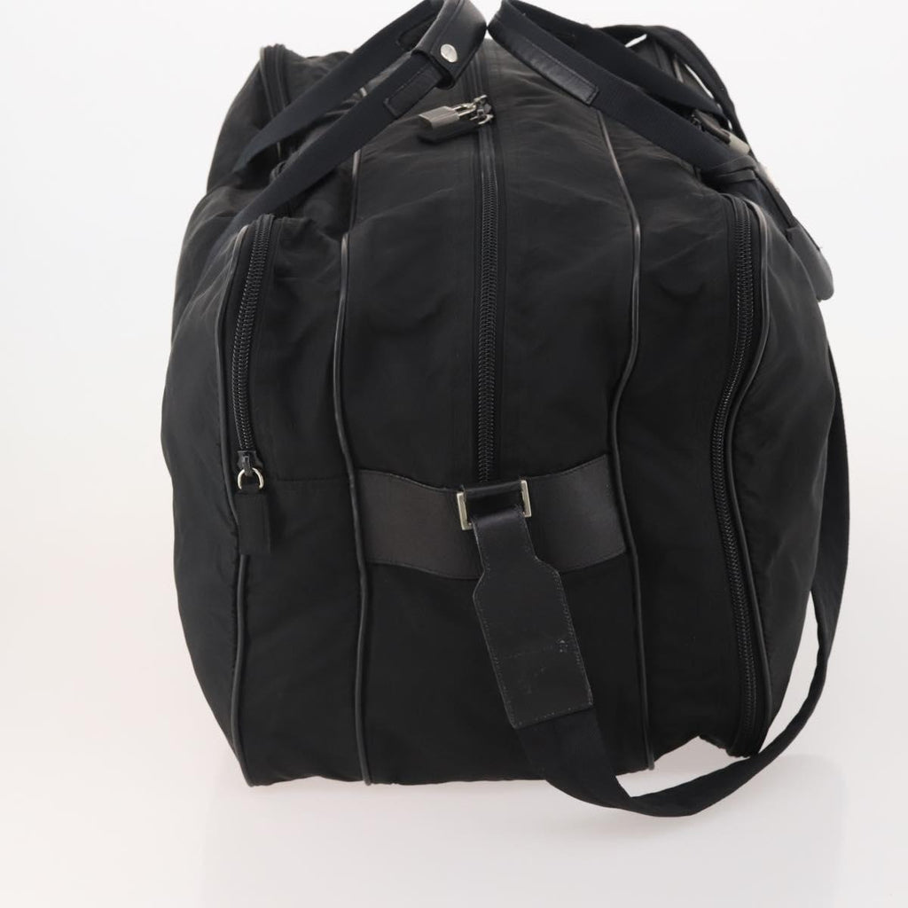 PRADA Boston Bag Nylon 2way Black Silver Auth 194402
