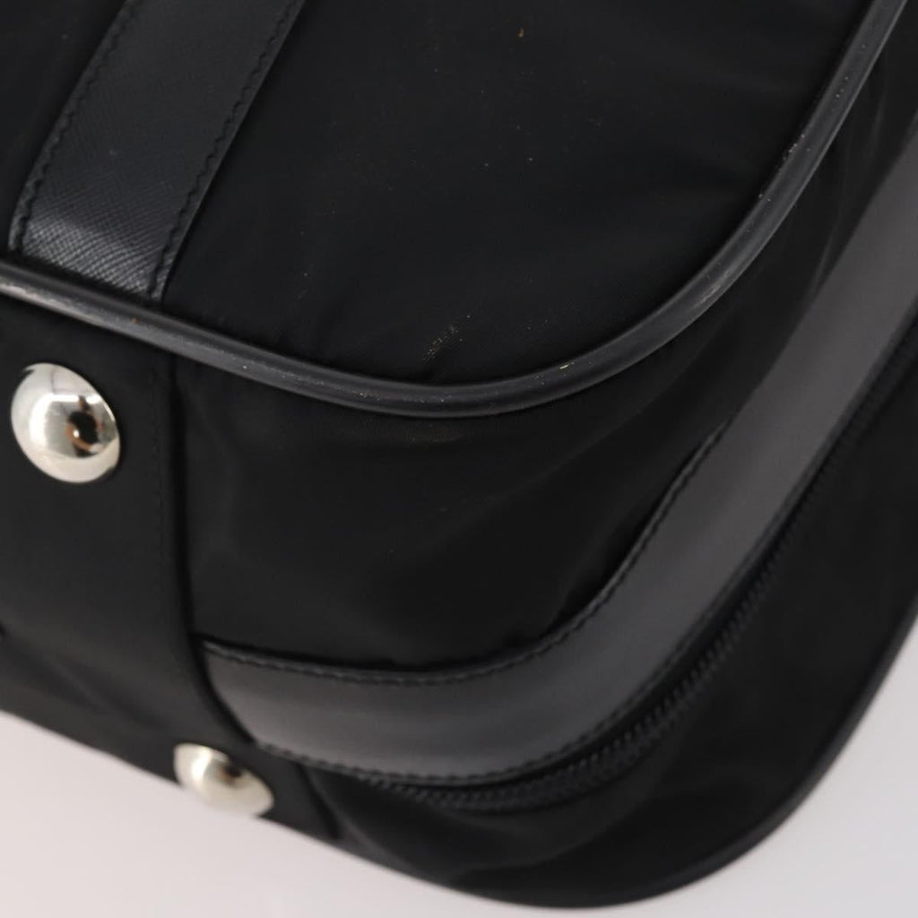 PRADA Boston Bag Nylon 2way Black Silver Auth 194414
