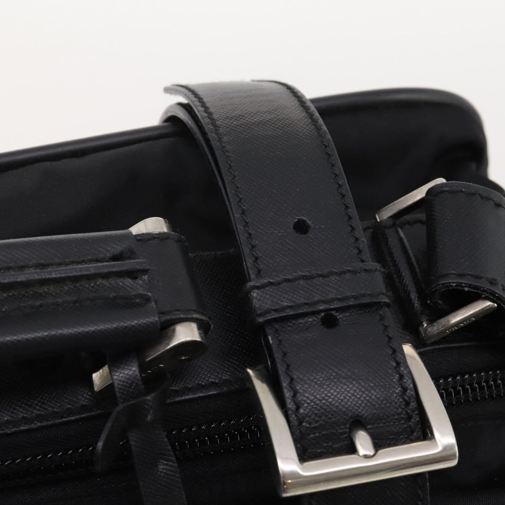 PRADA Boston Bag Nylon 2way Black Silver Auth 194414