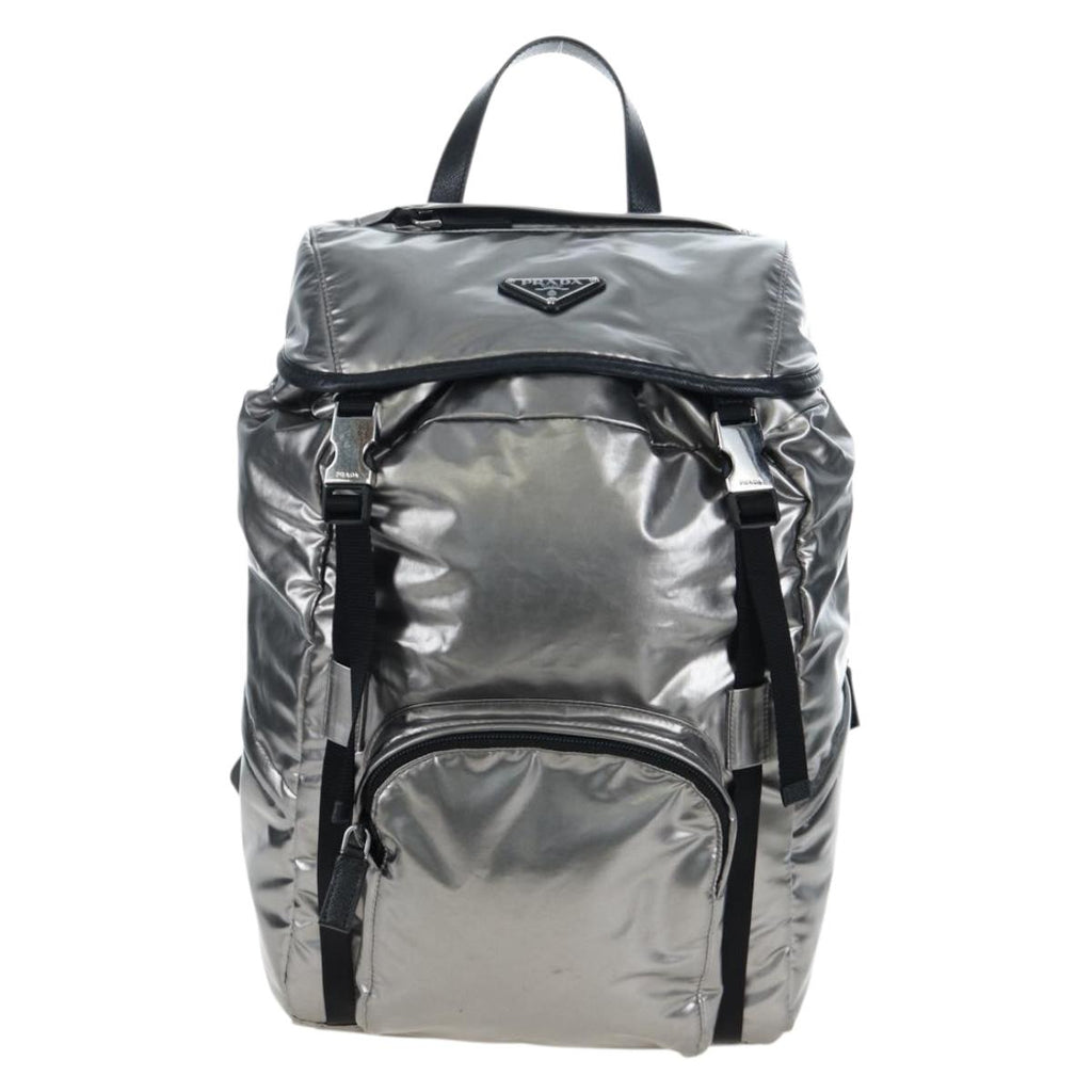 PRADA Backpack Canvas Silver Auth 195333M