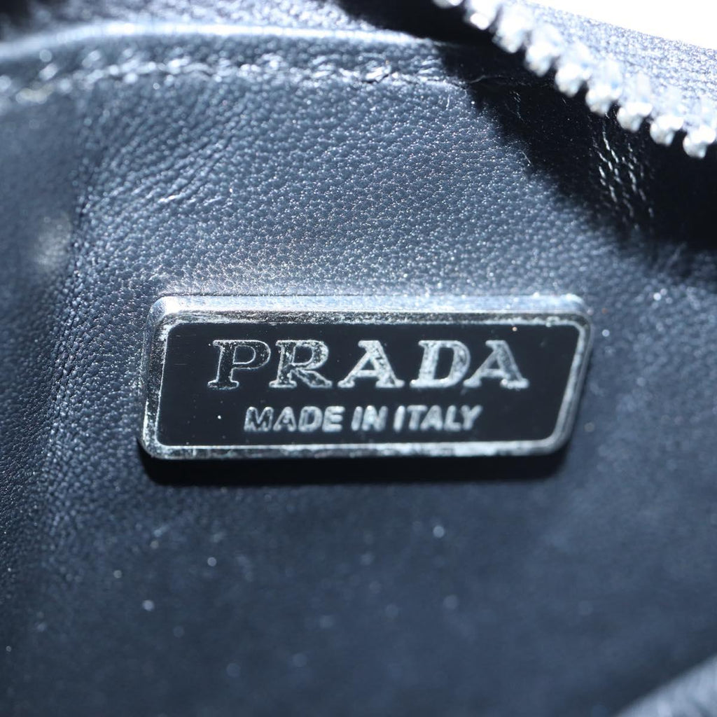 PRADA Chain Shoulder Bag Patent leather Silver Auth 196592M