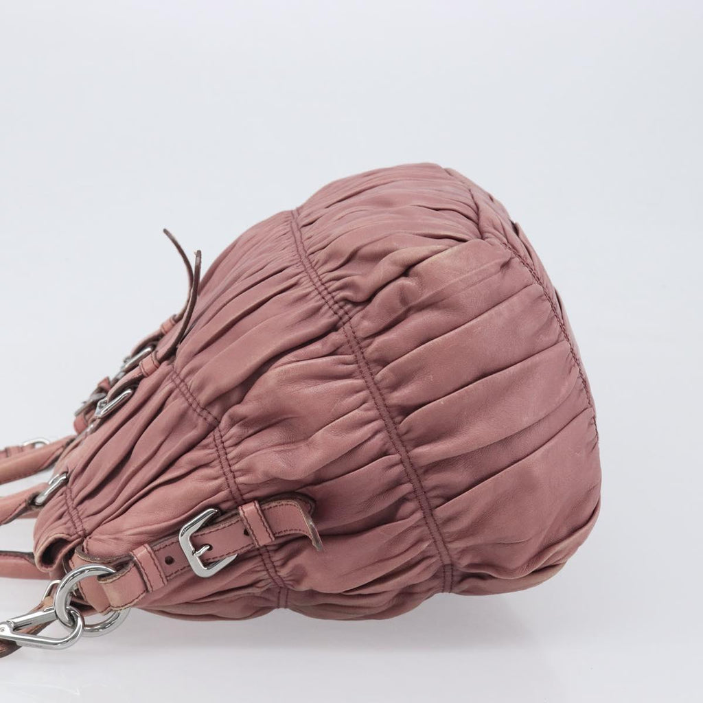 PRADA Hand Bag Leather 2way Pink Silver Auth 197673