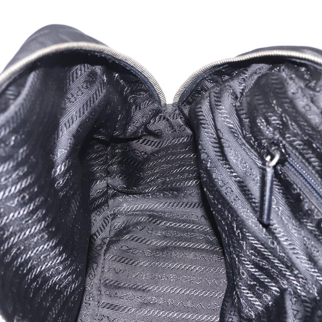 PRADA Tote Bag Nylon Black Silver Auth 197707V