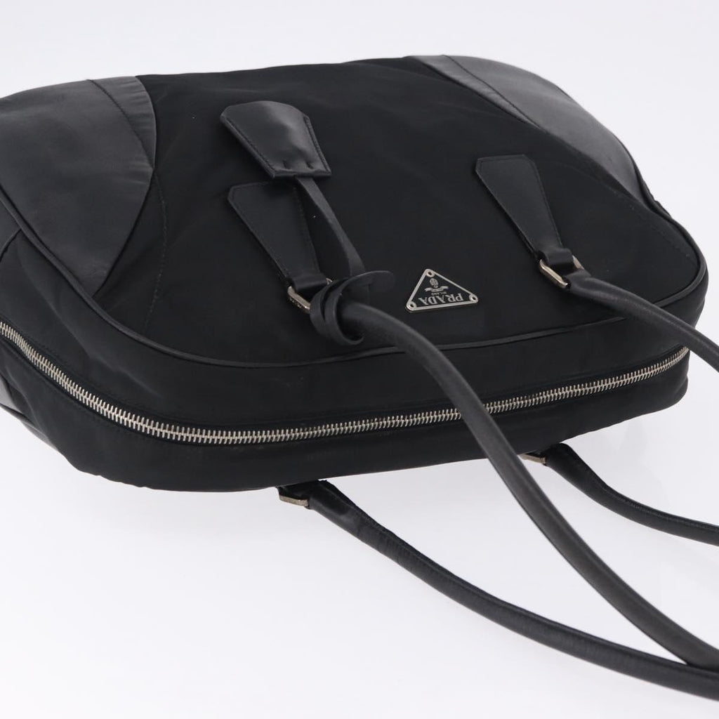PRADA Tote Bag Nylon Black Silver Auth 197707V
