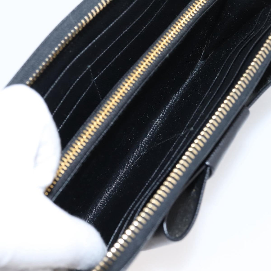 PRADA Long Wallet Saffiano leather Black Gold Auth 197935V