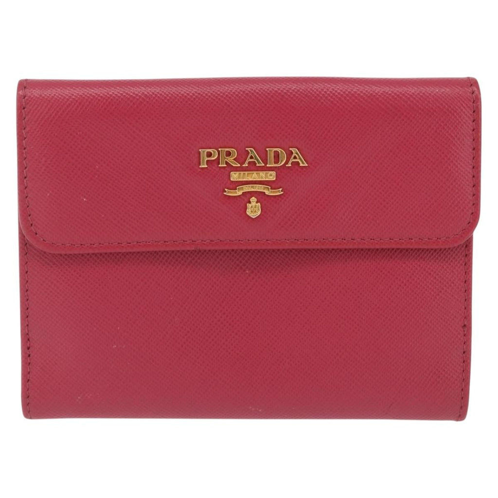 PRADA Bifold Wallet Saffiano leather Pink Gold Auth 197939M