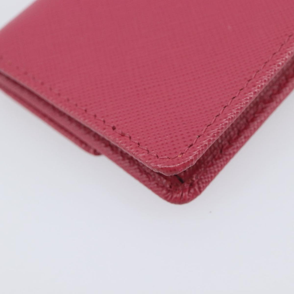 PRADA Card Case Saffiano leather Pink Gold Auth 197943M