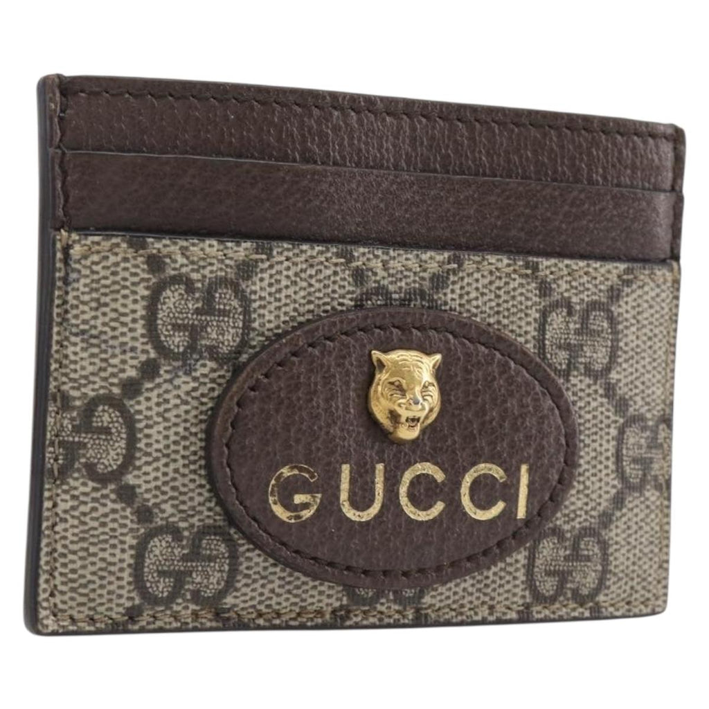 GUCCI GG Supreme Card Case PVC Beige 597557 Auth 197945V