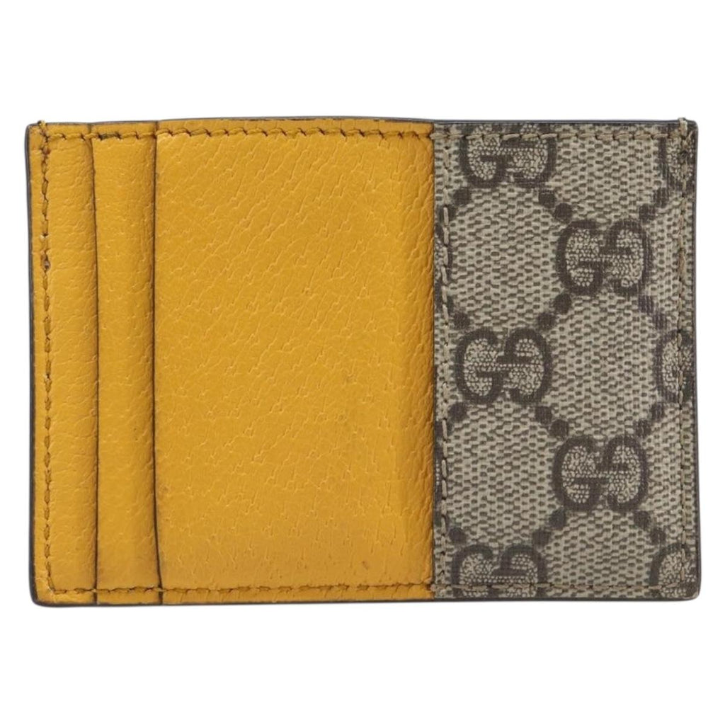 GUCCI GG Supreme Card Case PVC Beige 597557 Auth 197945V