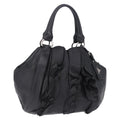 PRADA Hand Bag Leather Black Silver Auth 198268V