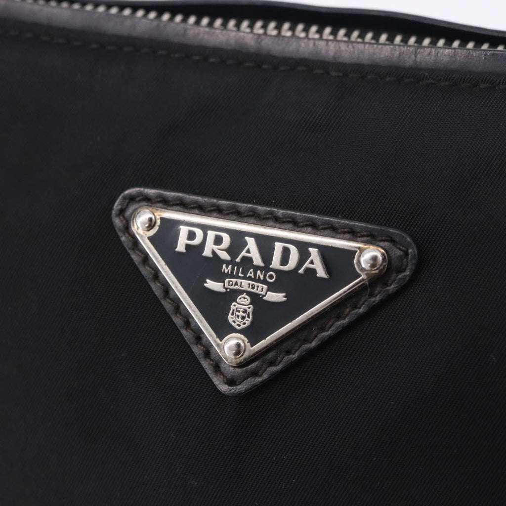 PRADA Shoulder Bag Nylon Black Silver Auth 198359V