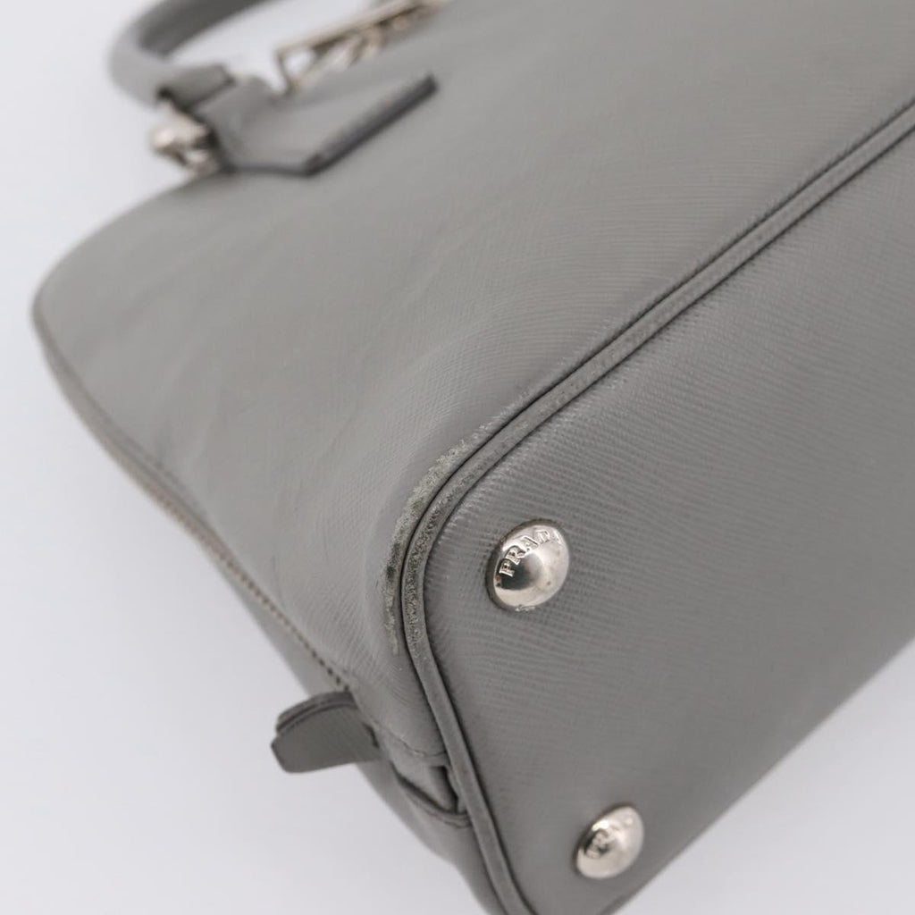 PRADA Hand Bag Saffiano 2way Gray Silver Auth 198967A