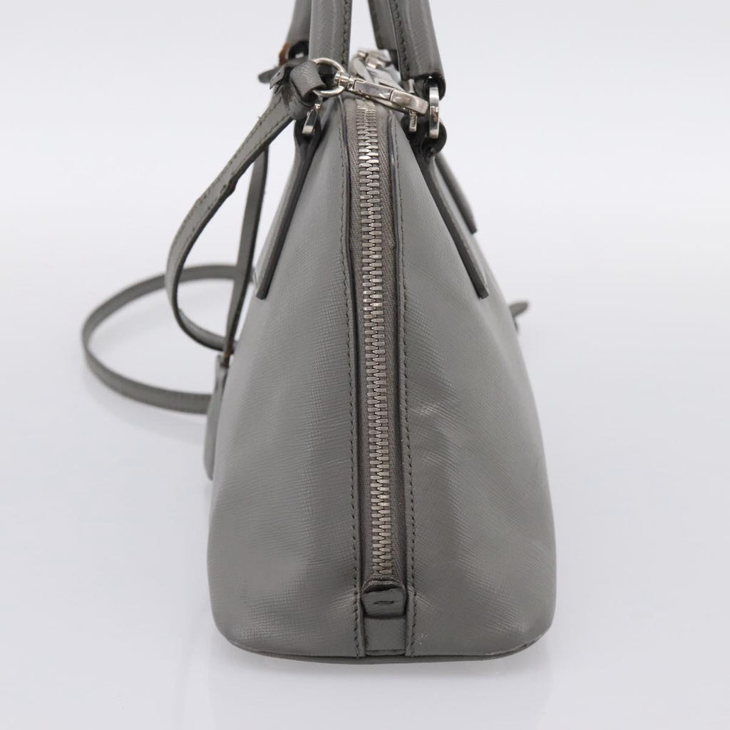 PRADA Hand Bag Saffiano 2way Gray Silver Auth 198967A