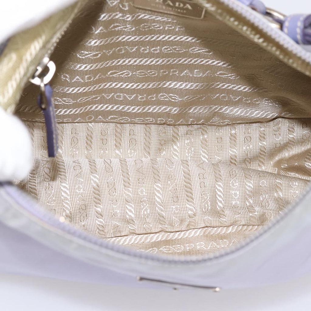 PRADA Shoulder Bag Nylon Lavende Silver Auth 199116A