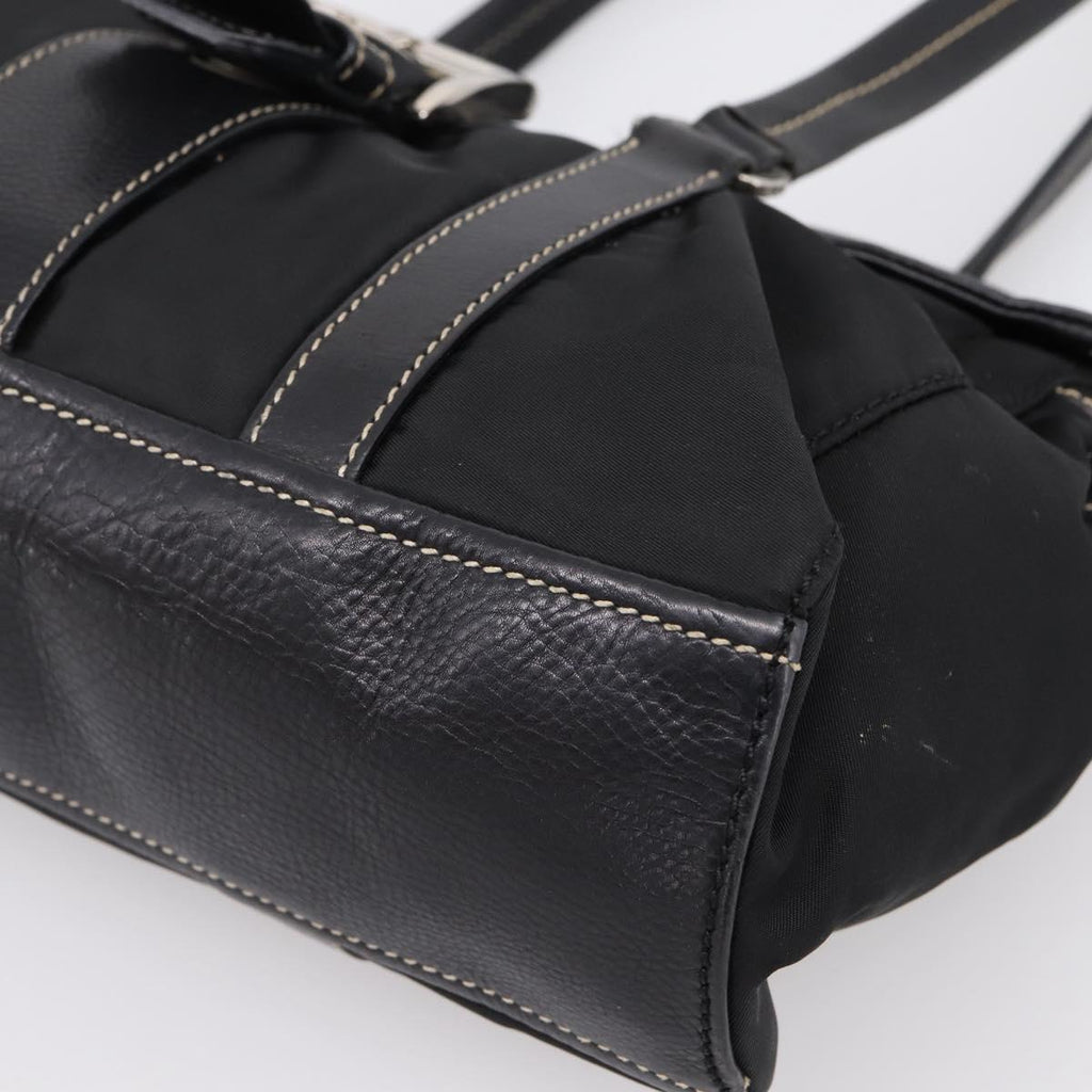 PRADA Shoulder Bag Nylon Black Silver Auth 199517V