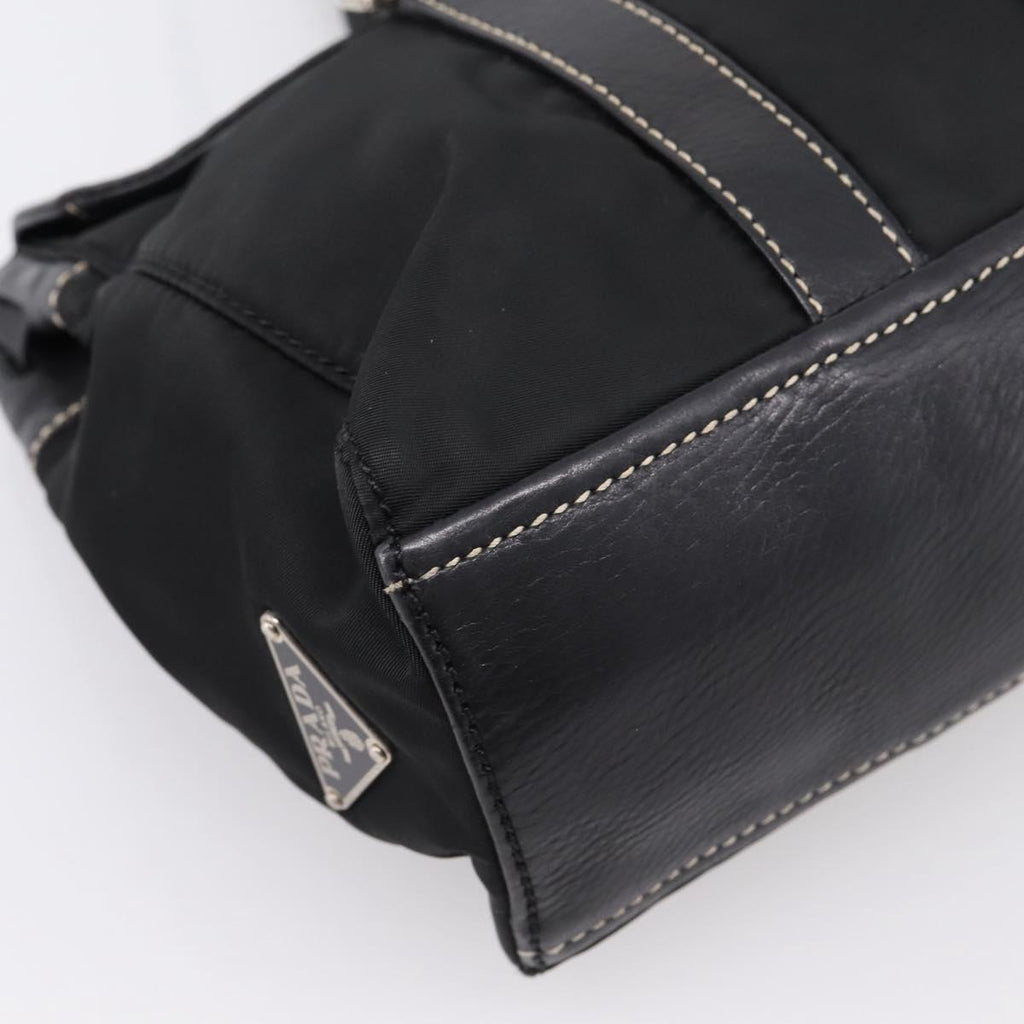 PRADA Shoulder Bag Nylon Black Silver Auth 199517V
