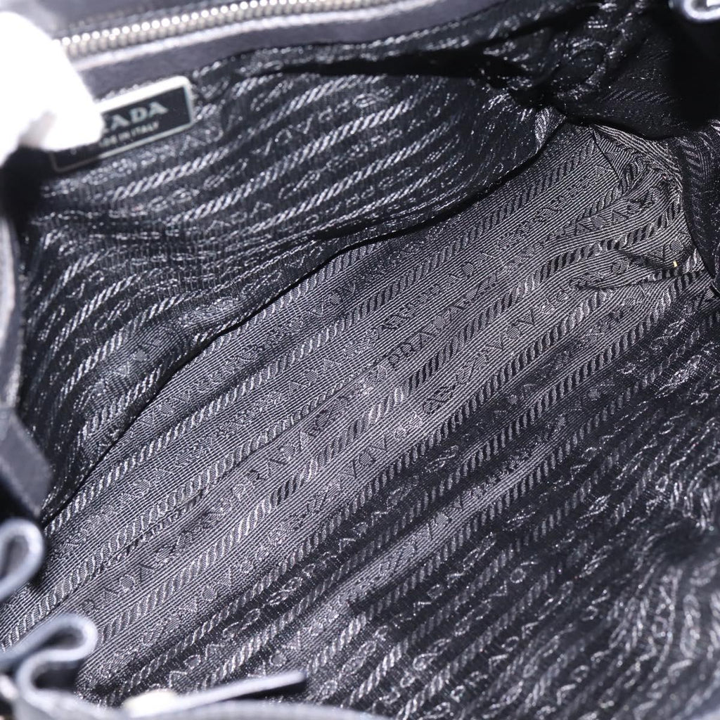 PRADA Shoulder Bag Nylon Black Silver Auth 199517V