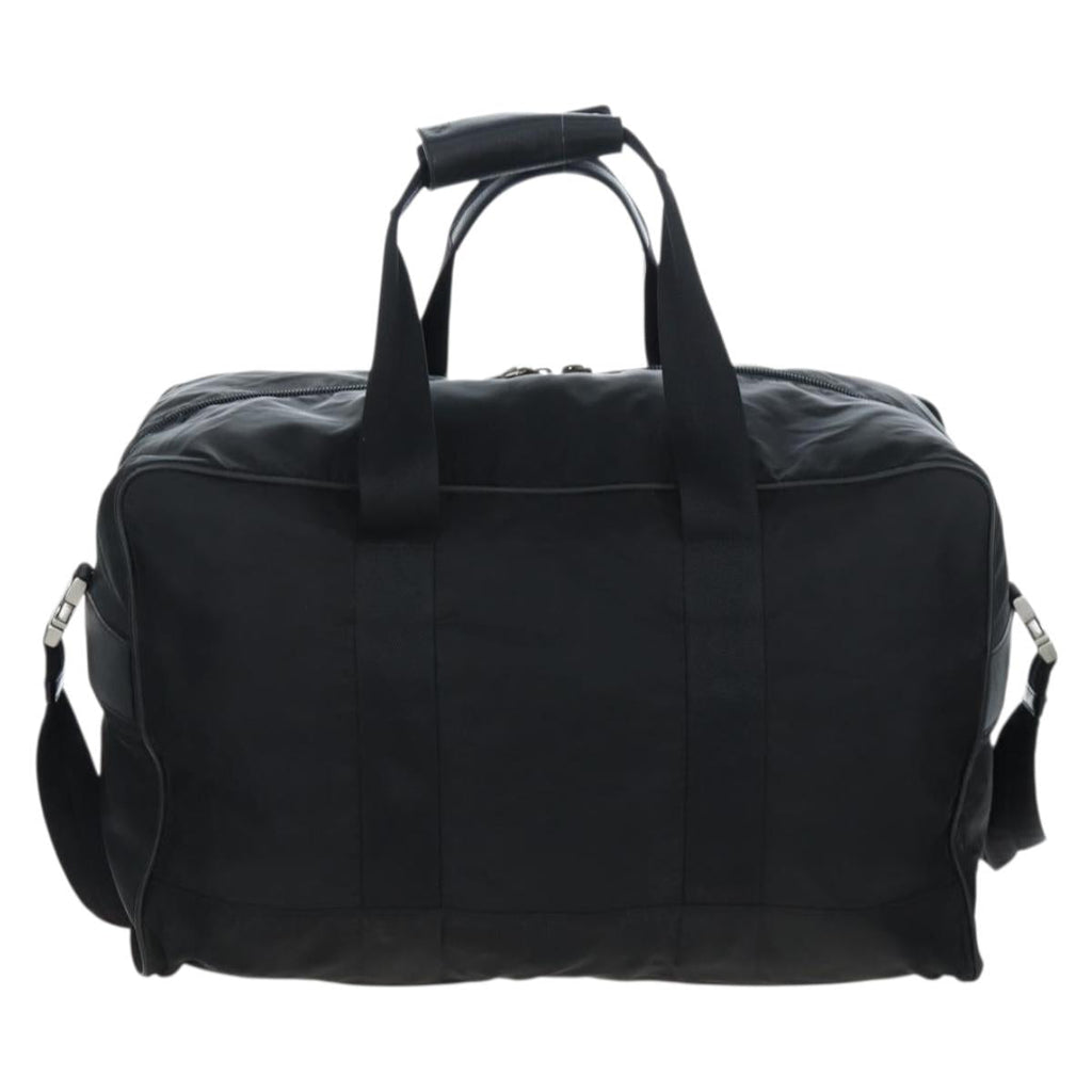 PRADA Boston Bag Nylon 2way Black Silver Auth 199801A