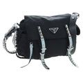 PRADA Shoulder Bag Nylon Black Silver Auth 199923SAM