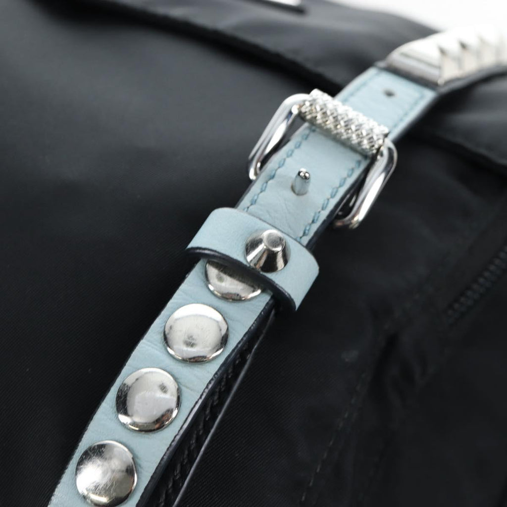 PRADA Shoulder Bag Nylon Black Silver Auth 199923SAM