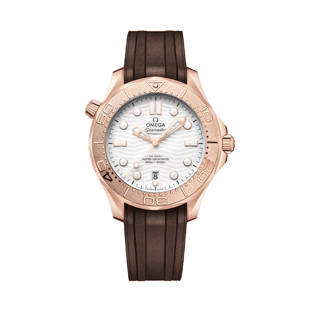 Seamaster Diver 300M Sedna™ Gold 42mm - White on Rubber Strap