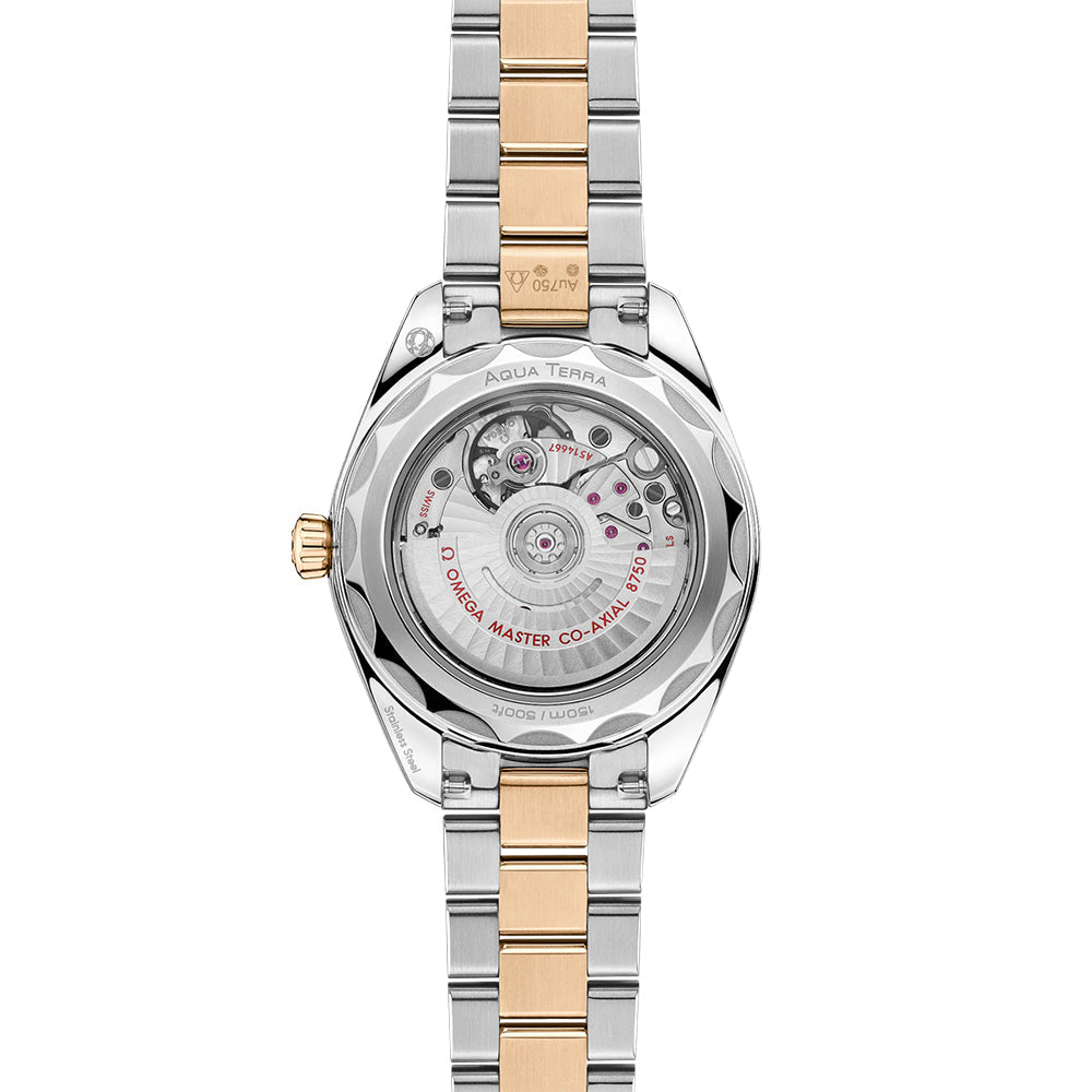 Seamaster Aqua Terra 150M Two-Tone 30mm - White, Mother-of-Pearl w/ Diamonds on Bracelet