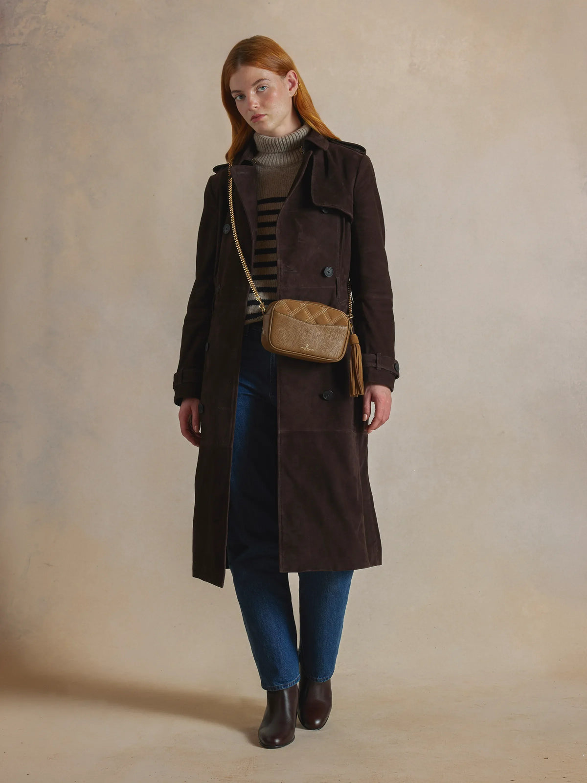 Farnham - Quilted Tan Suede