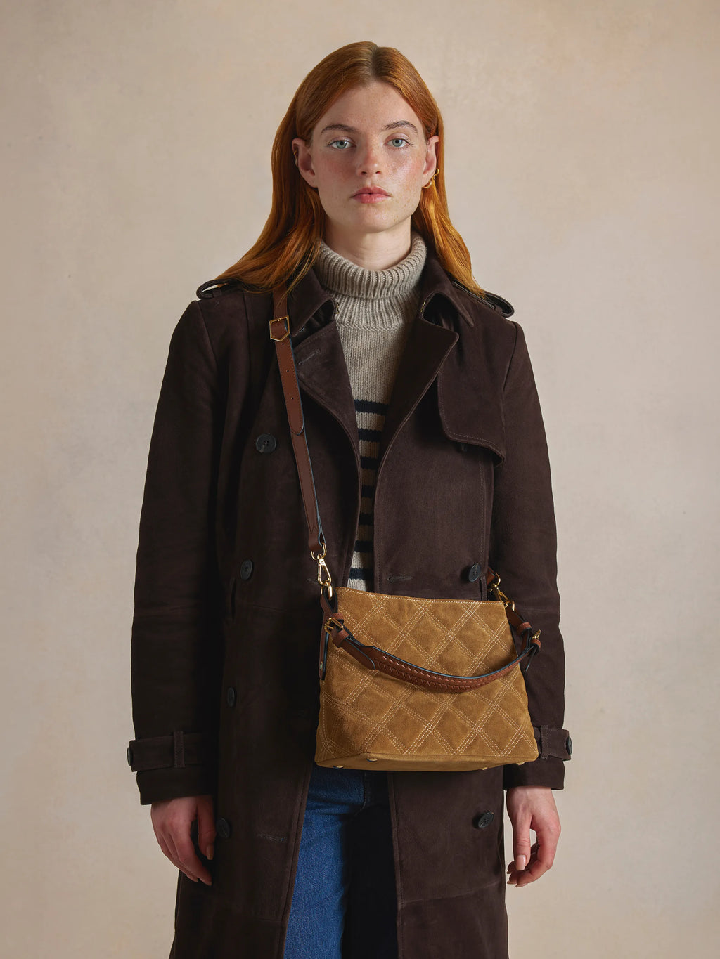 Mini Tetbury - Quilted Tan Suede