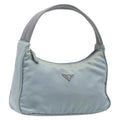 PRADA Accessory Pouch Nylon Light Blue Silver Auth 200143