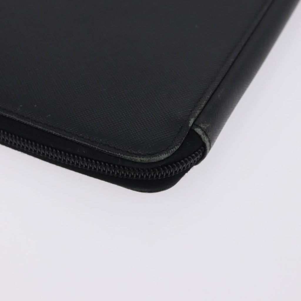 PRADA Binder Case Saffiano Black Silver Auth 200201