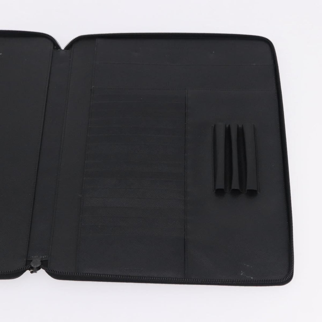 PRADA Binder Case Saffiano Black Silver Auth 200201