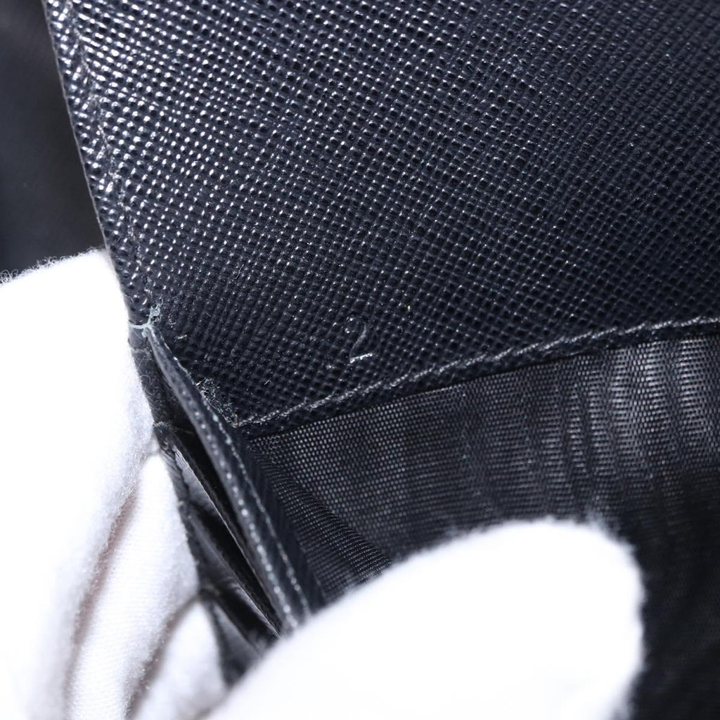 PRADA Binder Case Saffiano Black Silver Auth 200201