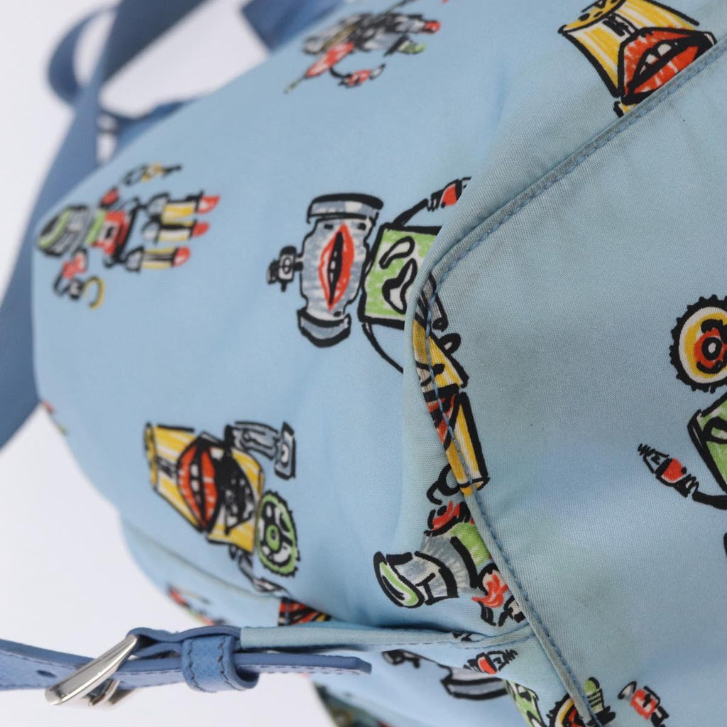 PRADA Backpack Nylon Light Blue Silver Auth 200461