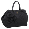 PRADA Hand Bag Nylon Black Gold Auth 201125V